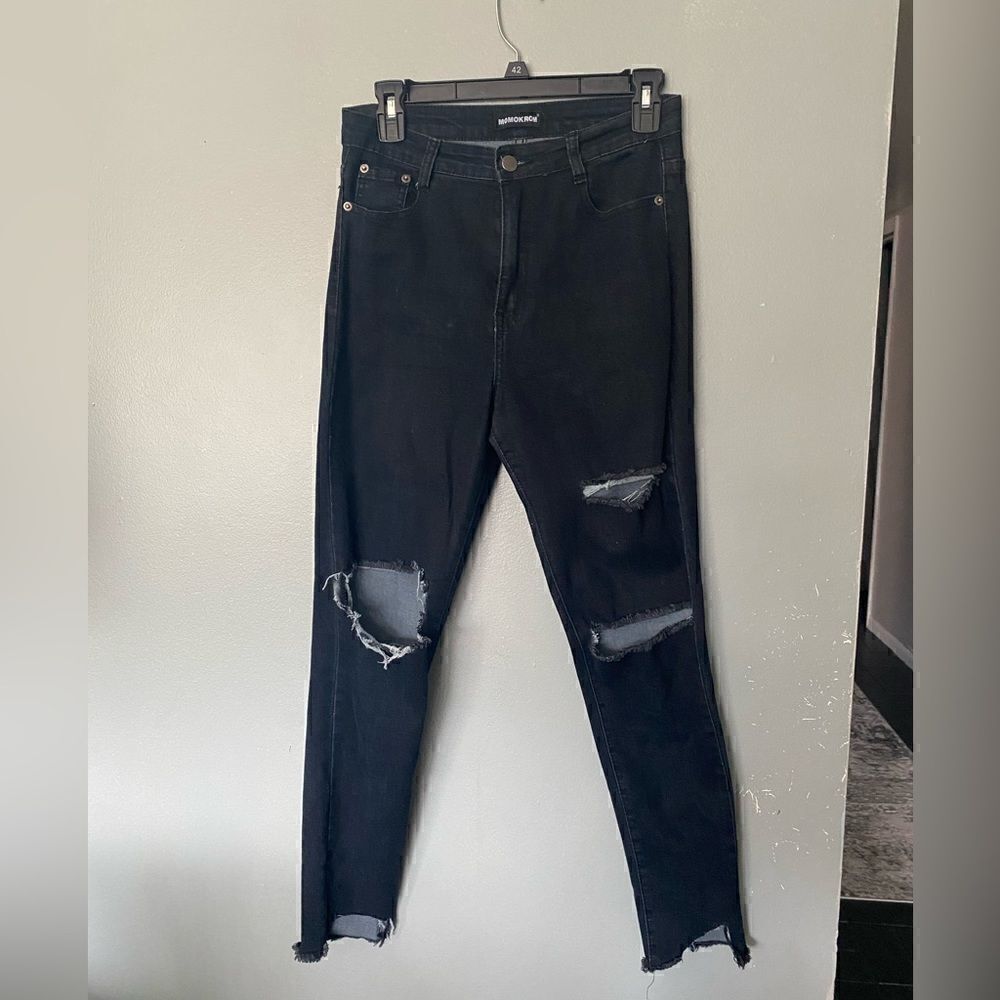 MOMOKROM Destroyed Black Jeans size 26